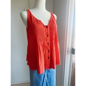 Mauve Womens Tank Top Orange Size 4 Boho Summer Bright Flowy Boho Vibes